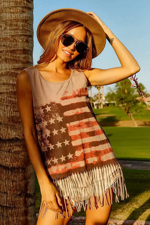 Coastal Flag Graphic Beach Tank in Terracotta women outfit ideas