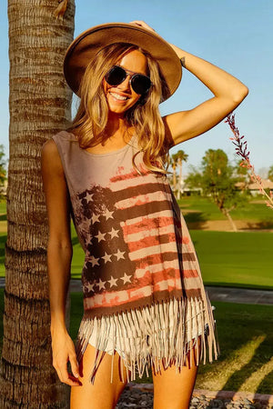 Coastal Flag Graphic Beach Tank in Terracotta women outfit ideas