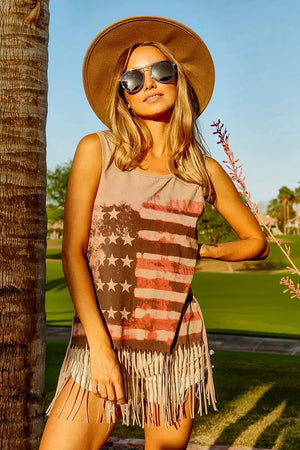 Coastal Flag Graphic Beach Tank in Terracotta women outfit ideas