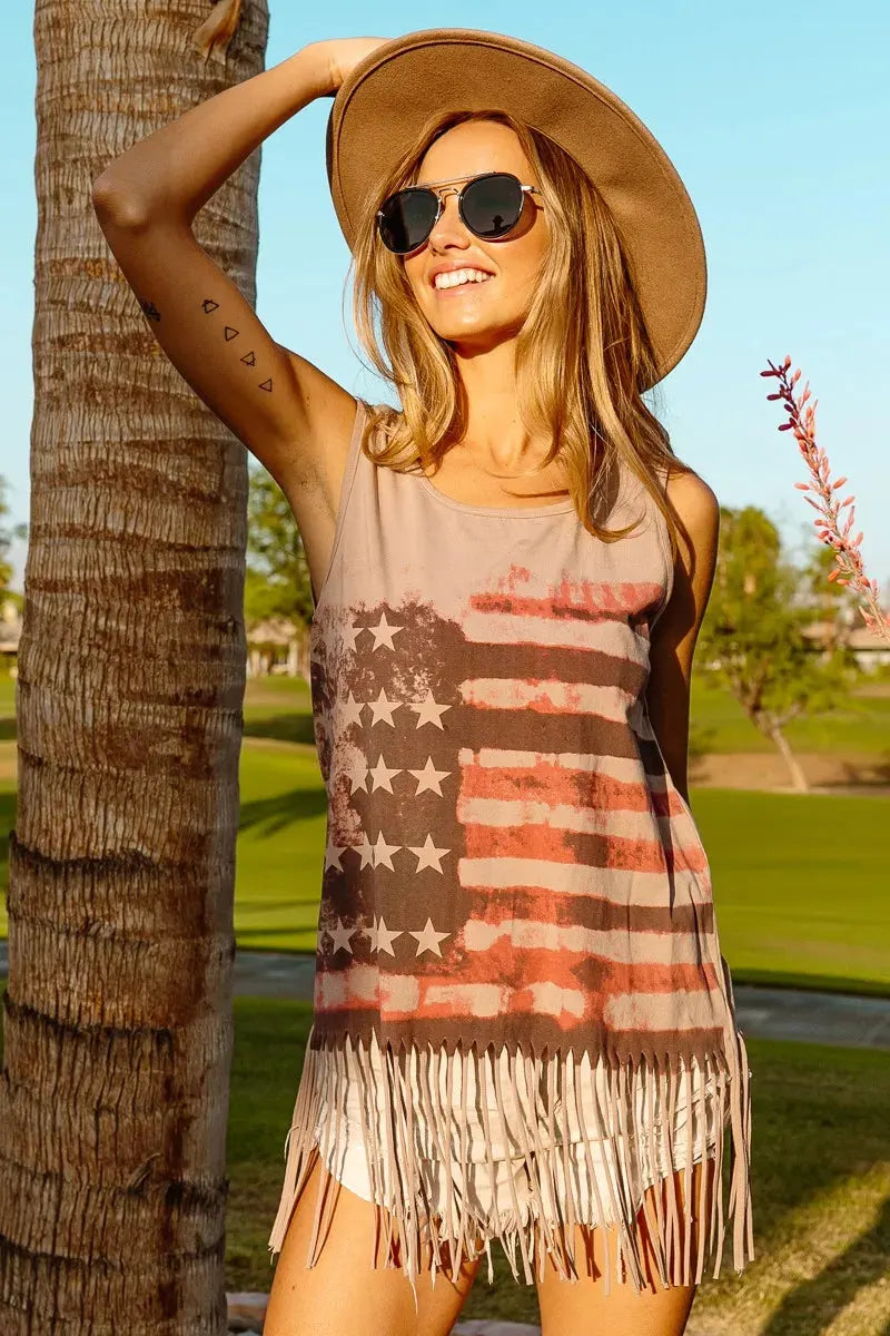 Coastal Flag Graphic Beach Tank in Terracotta women outfit ideas