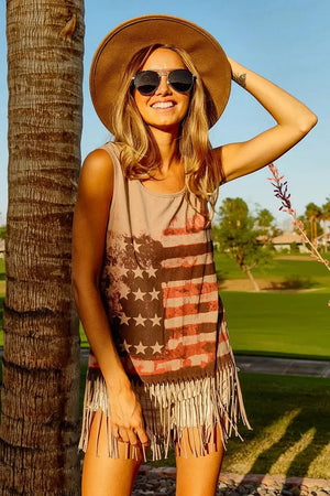 Coastal Flag Graphic Beach Tank in Terracotta women outfit ideas