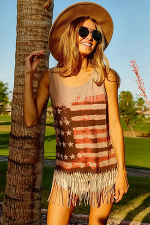 Coastal Flag Graphic Beach Tank in Terracotta women outfit ideas