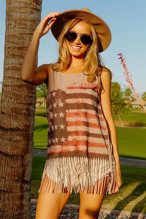 Coastal Flag Graphic Beach Tank in Terracotta women outfit ideas