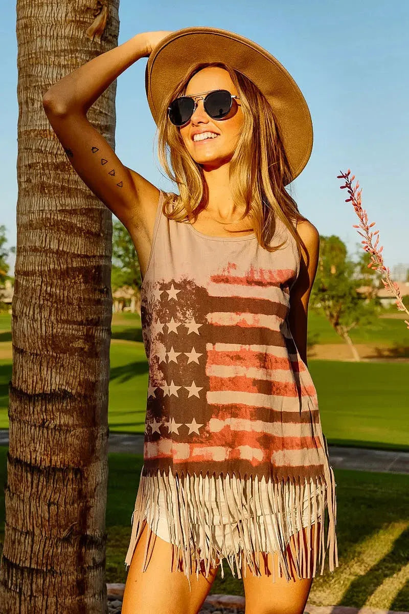 Coastal Flag Graphic Beach Tank in Terracotta women outfit ideas