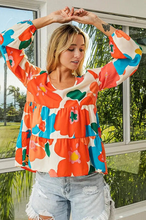 Coastal Garden Tiered V-Neck Beach Top women outfit ideas