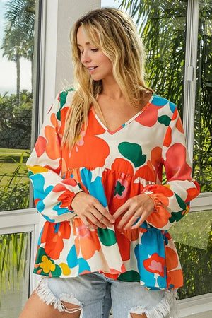 Coastal Garden Tiered V-Neck Beach Top women outfit ideas