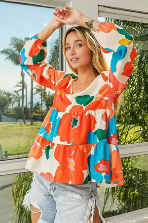 Coastal Garden Tiered V-Neck Beach Top women outfit ideas