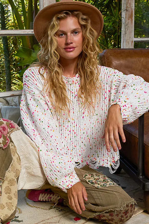 Coastal Popcorn Beach Sweater with Fringed Hem women outfit ideas