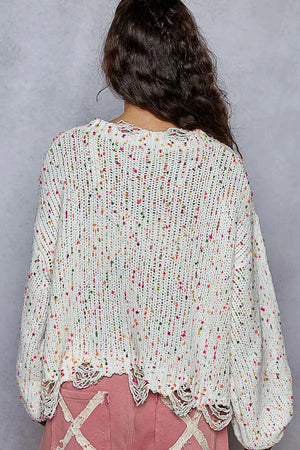 Coastal Popcorn Beach Sweater with Fringed Hem women outfit ideas