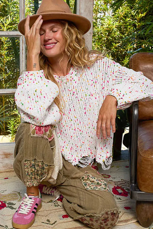 Coastal Popcorn Beach Sweater with Fringed Hem women outfit ideas