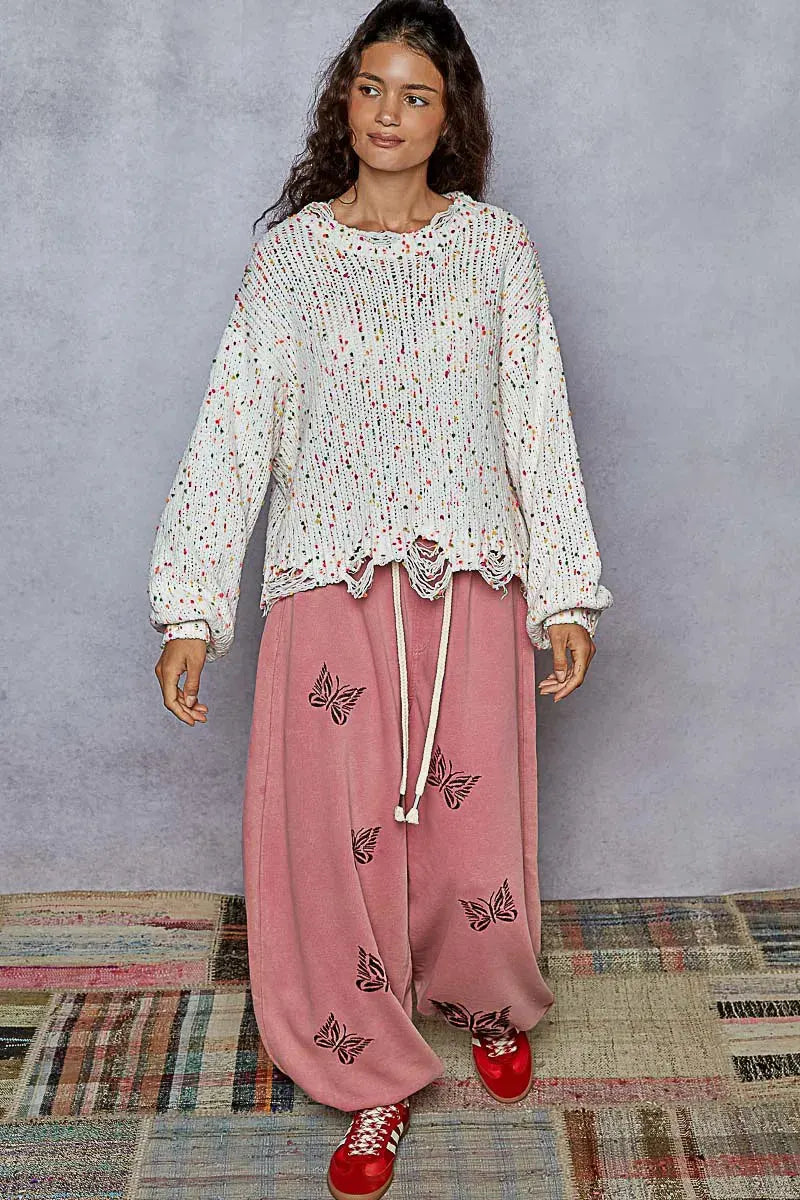 Coastal Popcorn Beach Sweater with Fringed Hem women outfit ideas