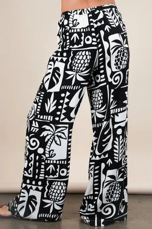 Coastal Print Wide Leg Cotton Beach Pants women outfit ideas