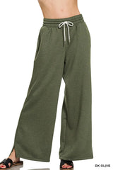 Coastal Scuba Drawstring Beach Pants in Dark Olive women outfit ideas