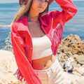 Coastal Starlet Rhinestone Fringe Beach Jacket women outfit ideas