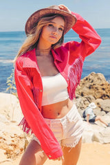 Coastal Starlet Rhinestone Fringe Beach Jacket women outfit ideas