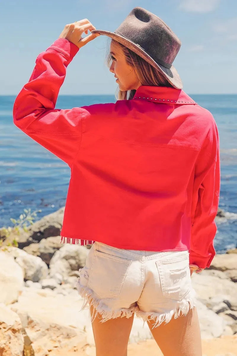 Coastal Starlet Rhinestone Fringe Beach Jacket women outfit ideas