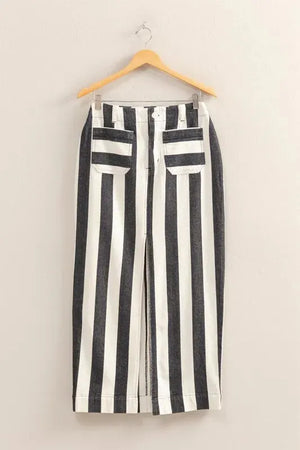 Coastal Striped Cotton Beach Maxi Skirt women outfit ideas