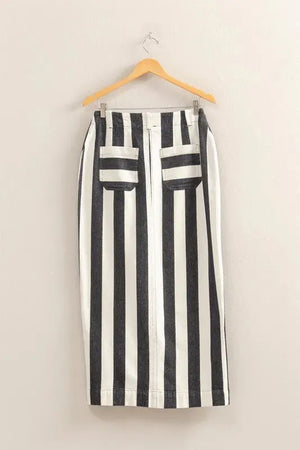 Coastal Striped Cotton Beach Maxi Skirt women outfit ideas