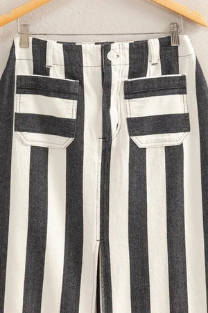 Coastal Striped Cotton Beach Maxi Skirt women outfit ideas