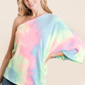 Coastal Tie Dye One-Shoulder French Terry Beach Top