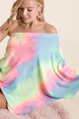 Coastal Tie Dye One-Shoulder French Terry Beach Top