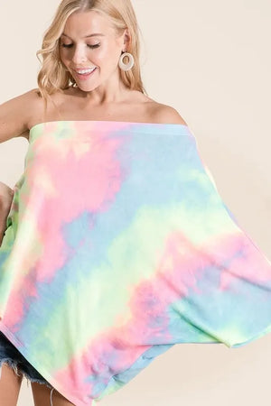Coastal Tie Dye One-Shoulder French Terry Beach Top