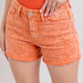 Coral Acid Wash Mid-Rise Beach Shorts women outfit ideas