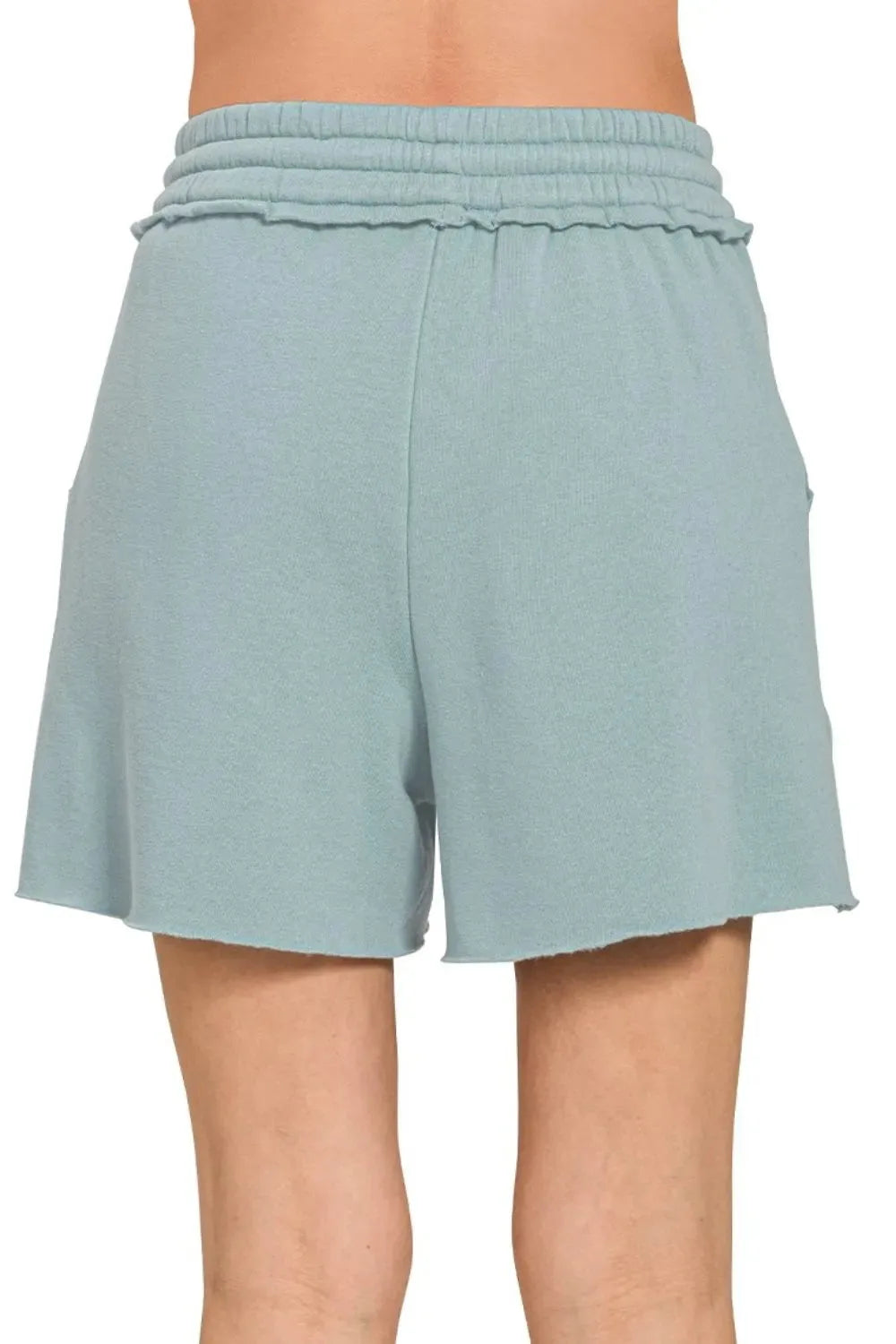 Cozy Fleece Beach Shorts with Drawstring in Blue Grey women outfit ideas