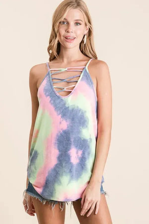 Driftwood Terry Tie-Dye Beach Cami with Caged Neck women outfit ideas