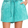 Fleece Drawstring Beach Shorts in Light Teal women outfit ideas