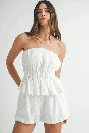 Floral Eyelet Lace Beach Set in Off White women outfit ideas