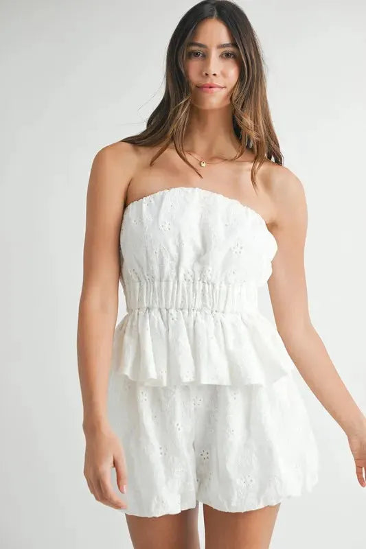 Floral Eyelet Lace Beach Set in Off White women outfit ideas