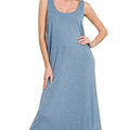 French Terry Twisted Strap Beach Dress in Dusty Blue women outfit ideas