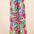 Fuchsia Abstract Print Wide Leg Beach Pants women outfit ideas