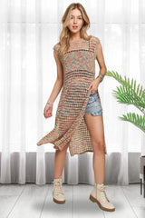 Horizon Crochet Rainbow Beach Tunic Top women outfit ideas