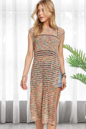 Horizon Crochet Rainbow Beach Tunic Top women outfit ideas
