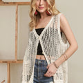 Isla Crochet Button-Down Beach Vest women outfit ideas