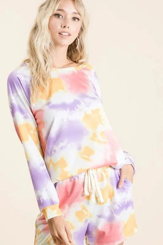 Lavender Tie-Dye French Terry Beach Set women outfit ideas