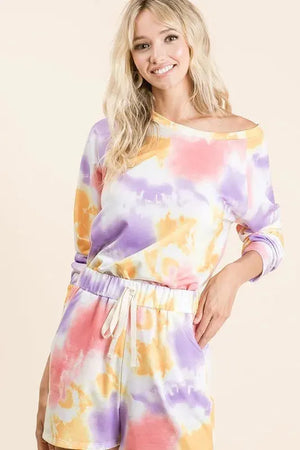 Lavender Tie-Dye French Terry Beach Set women outfit ideas