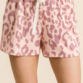 Leopard Print Drawstring Beach Shorts in Mauve women outfit ideas
