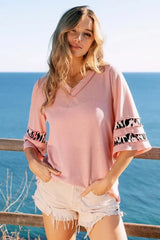Leopard Print Tiered Sleeve Beach Top in Pink women outfit ideas