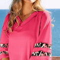 Leopard Tiered Sleeve Thermal Beach Top in Fuchsia women outfit ideas