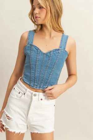Light Wash Denim Sweetheart Beach Tank women outfit ideas