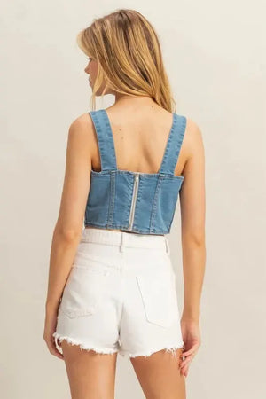 Light Wash Denim Sweetheart Beach Tank women outfit ideas