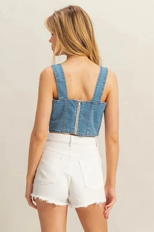 Light Wash Denim Sweetheart Beach Tank women outfit ideas