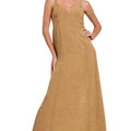 Mineral Washed Rayon Cami Beach Dress in Deep Camel women outfit ideas