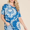 Ocean Breeze Blue Printed Relaxed V-Neck Beach Tunic women outfit ideas