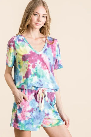 Ocean Wave Tie-Dye Cotton Beach Shorts women outfit ideas