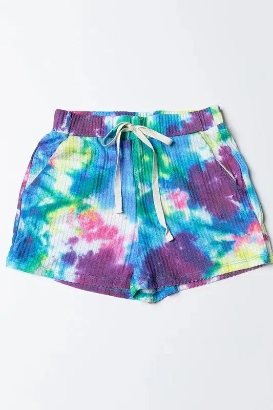 Ocean Wave Tie-Dye Cotton Beach Shorts women outfit ideas