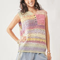 Pastel Stripe Crochet Sleeveless Beach Vest Top women outfit ideas